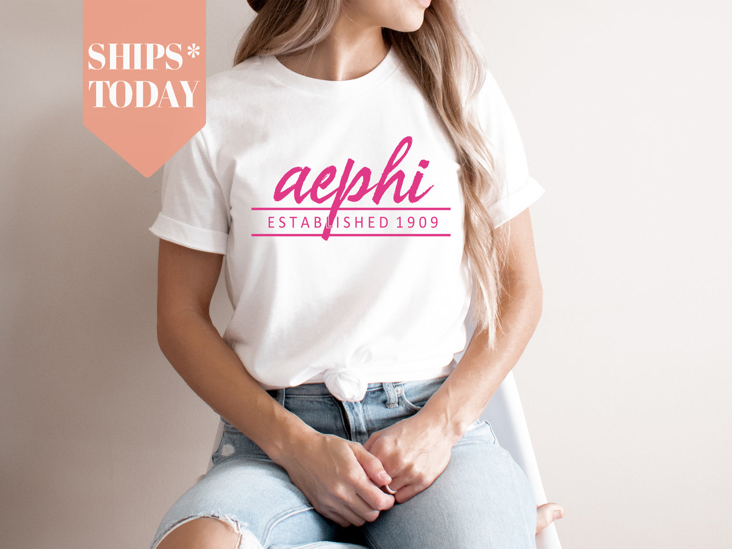 Alpha Epsilon Phi All Pink Sorority T-shirt _  754g
