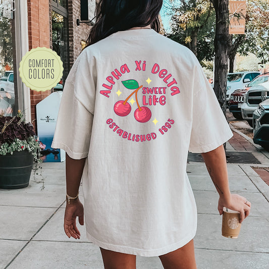 Alpha Xi Delta Sweet Like Cherry Comfort Colors Sorority T-shirt _ 32037g