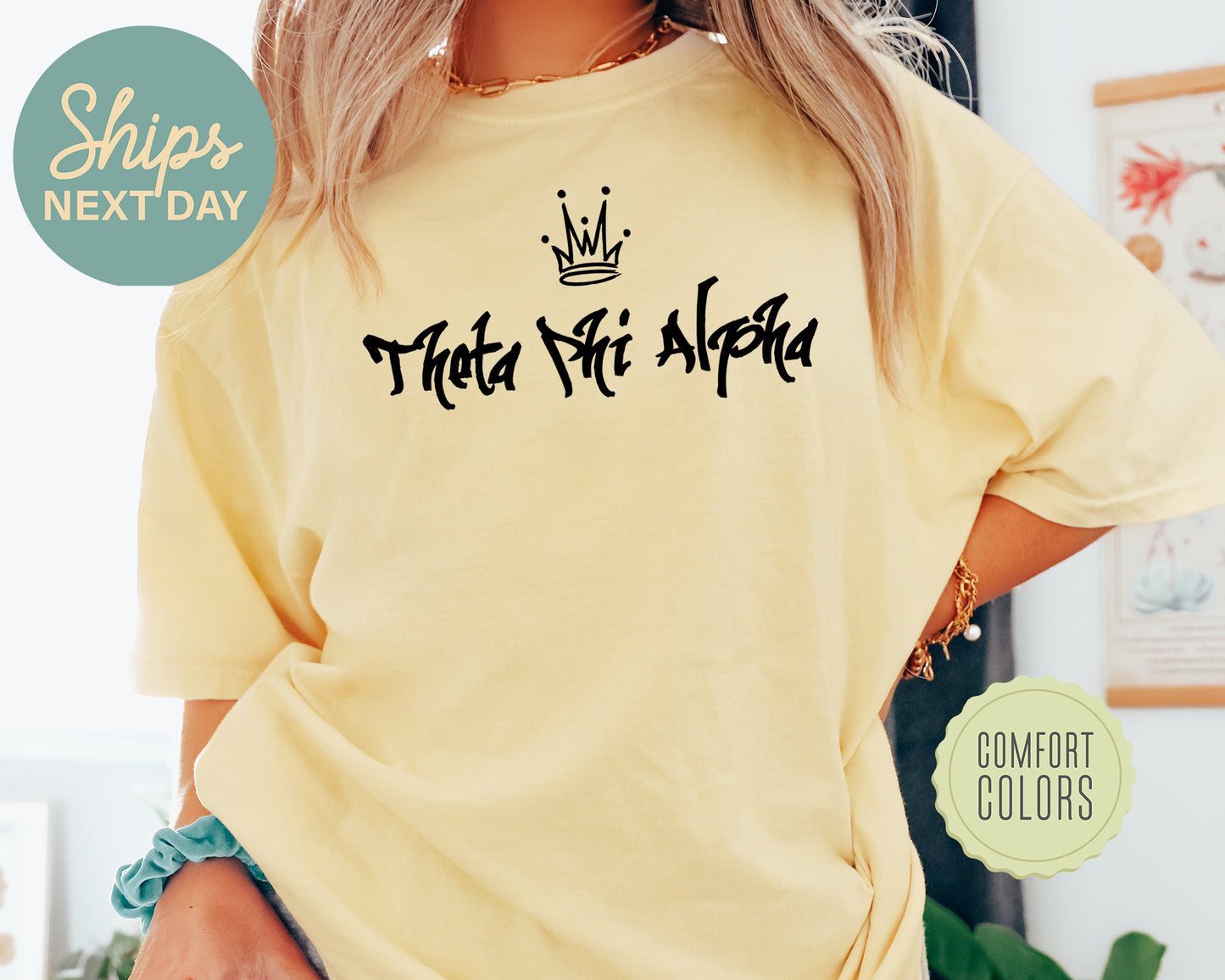 Theta Phi Alpha Queen Comfort Colors Sorority T-shirt _ 2471g