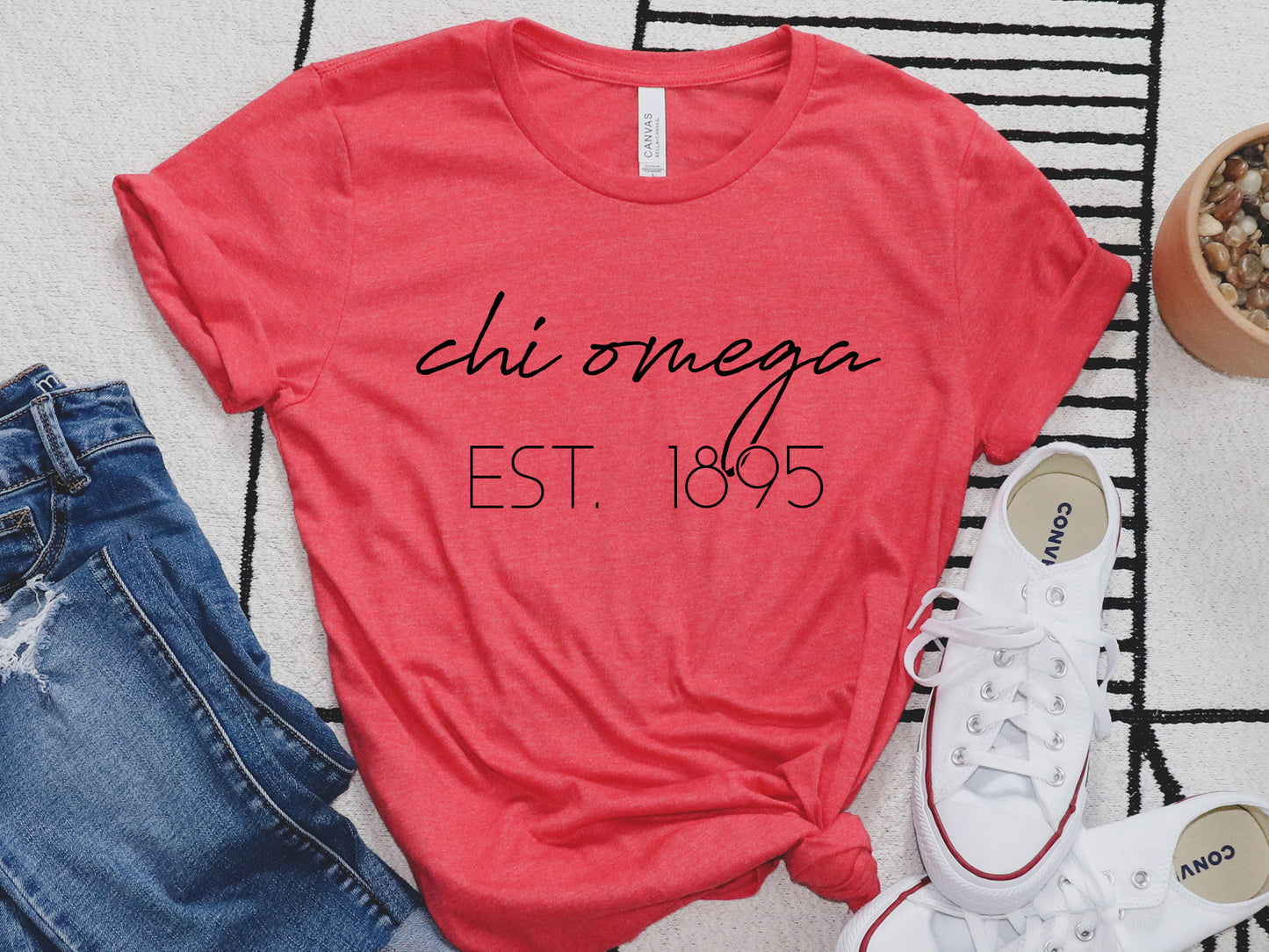 Chi Omega Black Calligraphy Sorority T-shirt _ 2326g