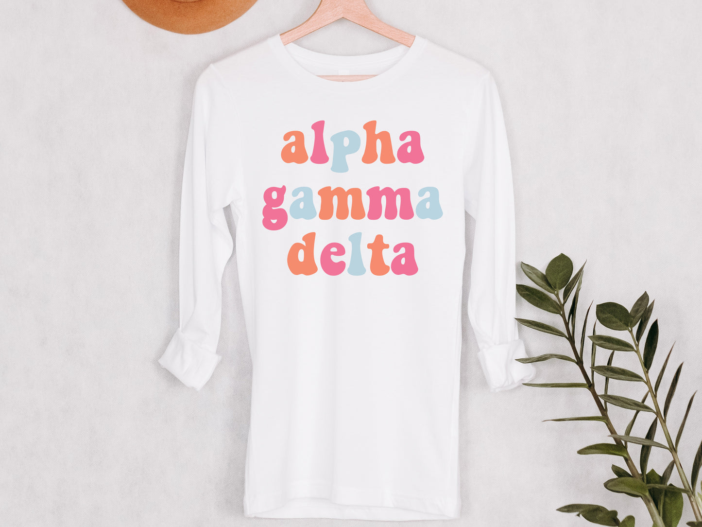 Alpha Gamma Delta Vividly Vibrant Sorority Long Sleeve T-shirt _ 3152g