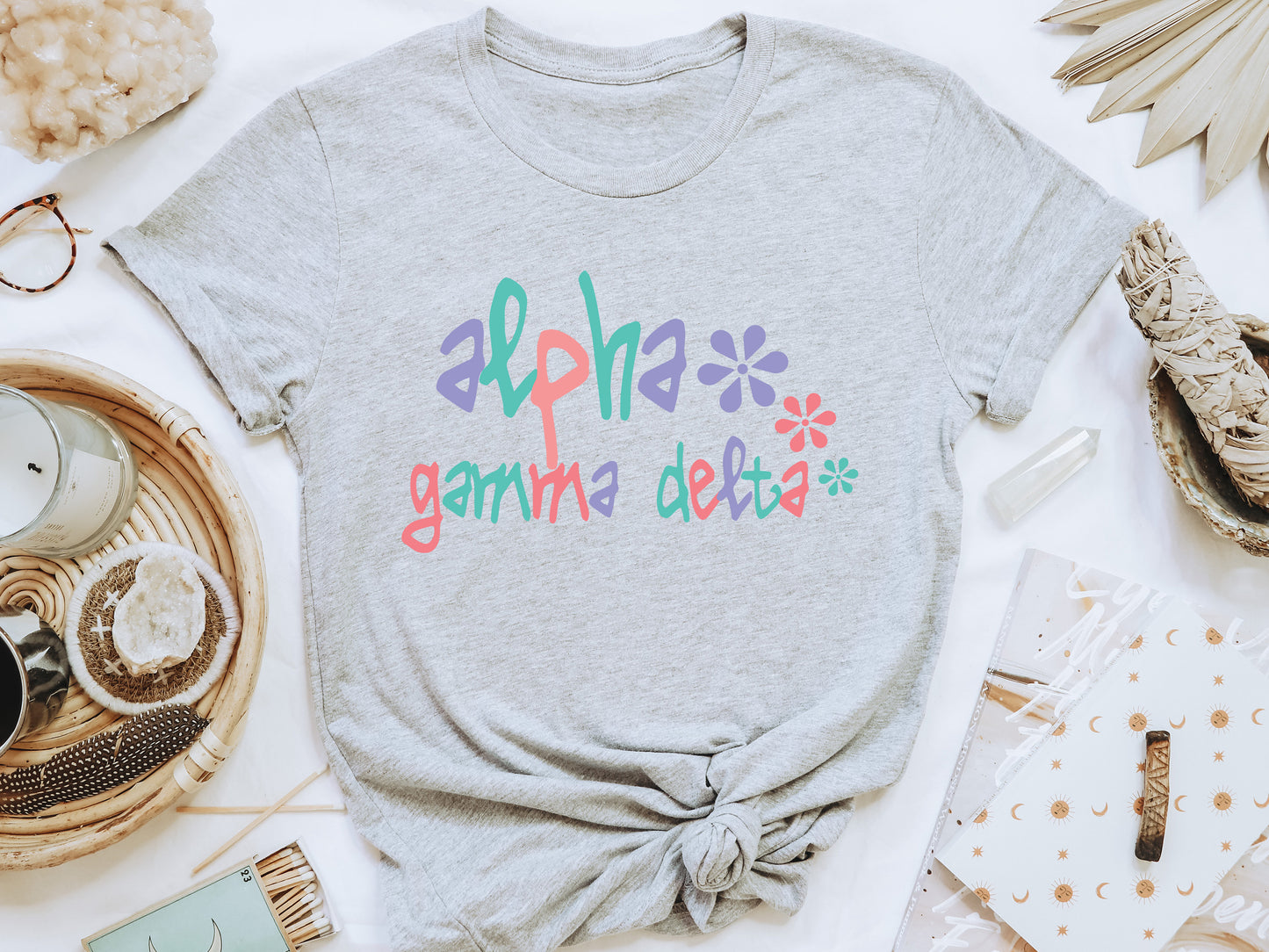 Alpha Gamma Delta Colorful Floral Sorority T-shirt _ 2606g