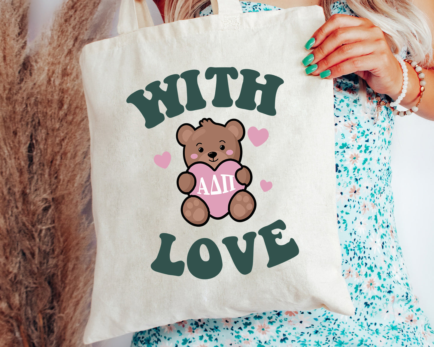 Alpha Delta Pi With Love Sorority Tote Bag _ 34257g