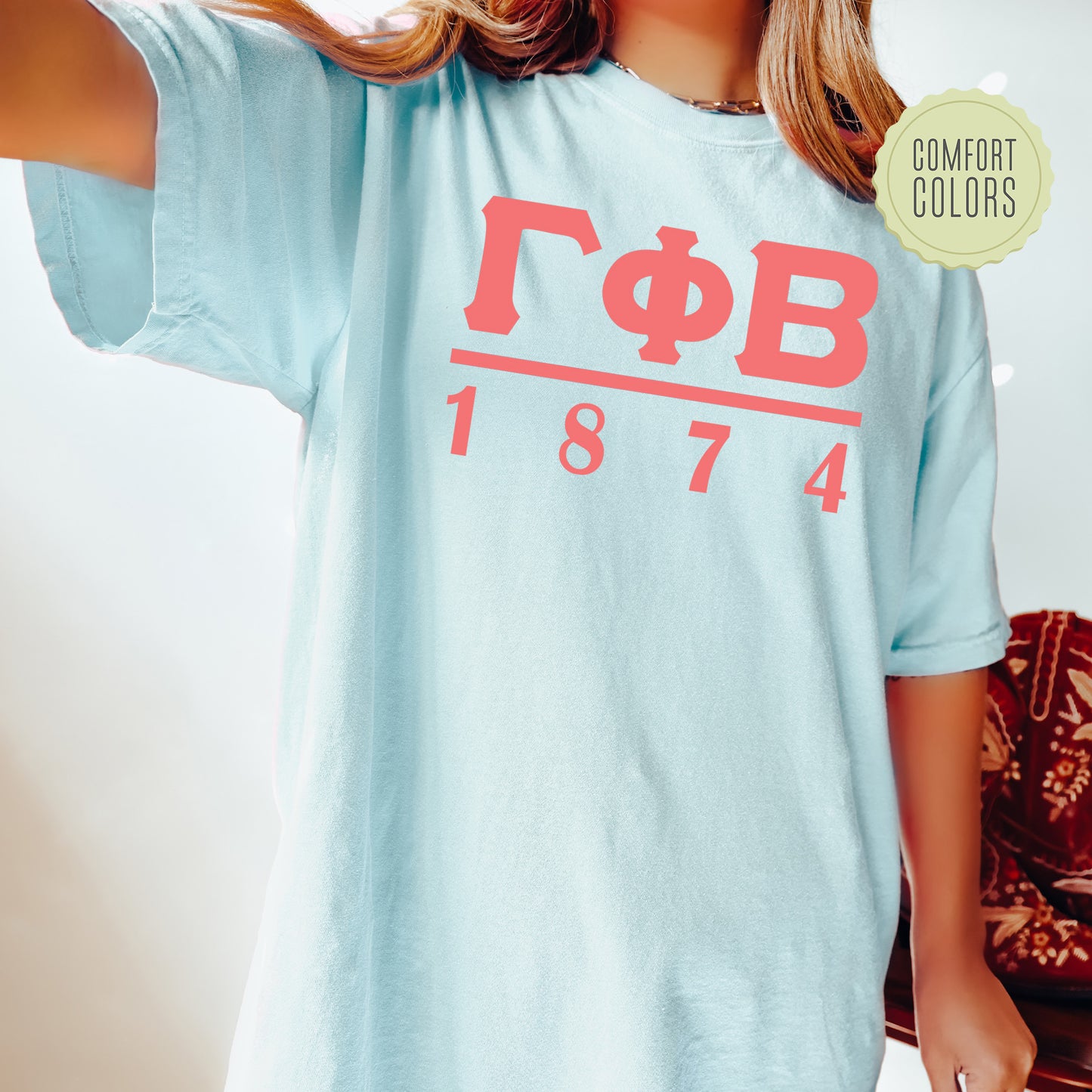 Gamma Phi Beta Monochromatic Comfort Colors Sorority T-shirt _ 30857g