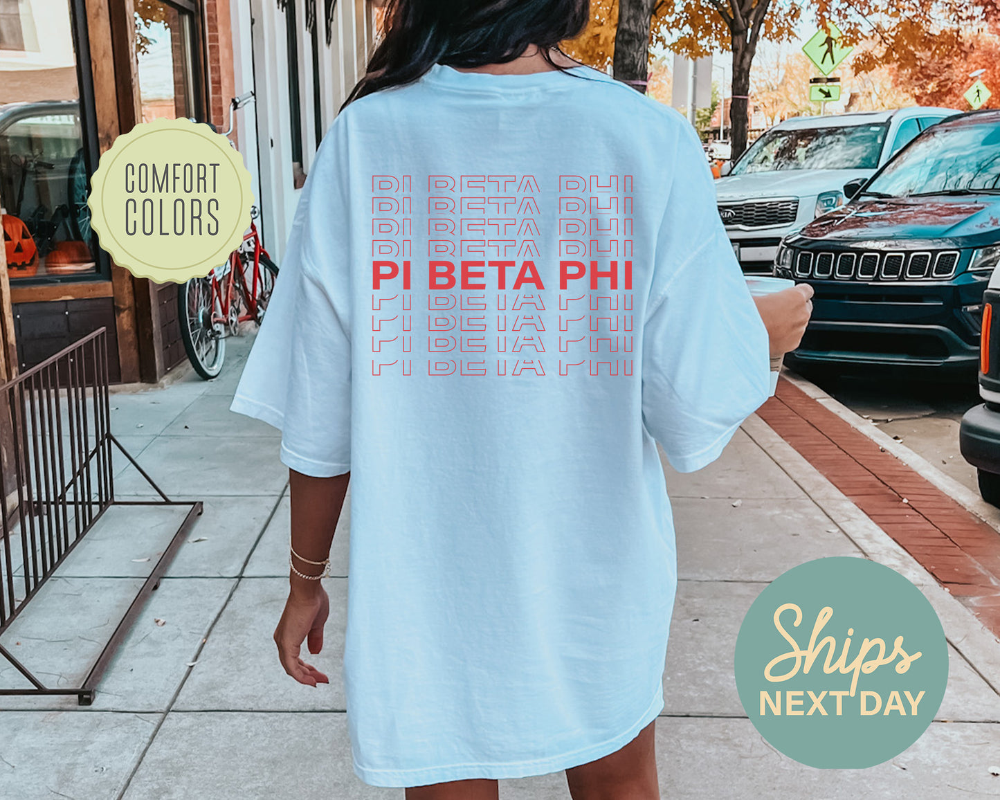 Pi Beta Phi Repeating Name Comfort Colors Sorority T-shirt _ 33018g