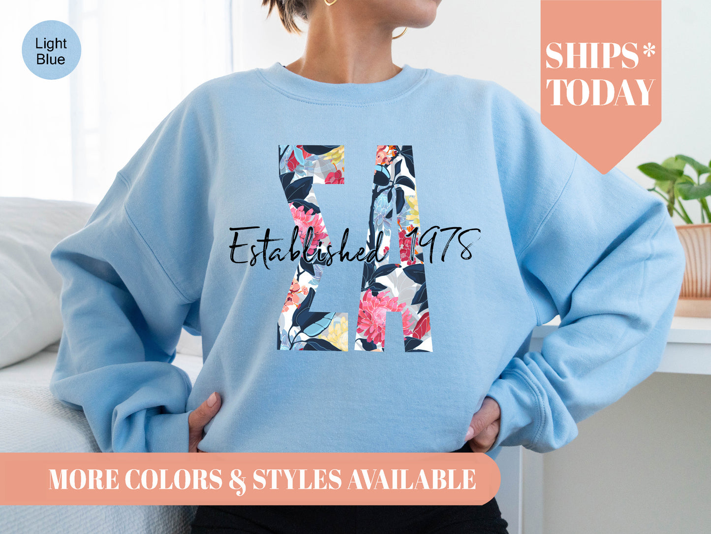 Sigma Alpha Floral Block Sorority Sweatshirt _ 3519g