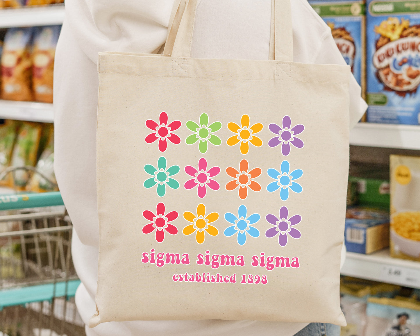 Sigma Sigma Sigma Floral Bloom Sorority Tote Bag _ 34538g