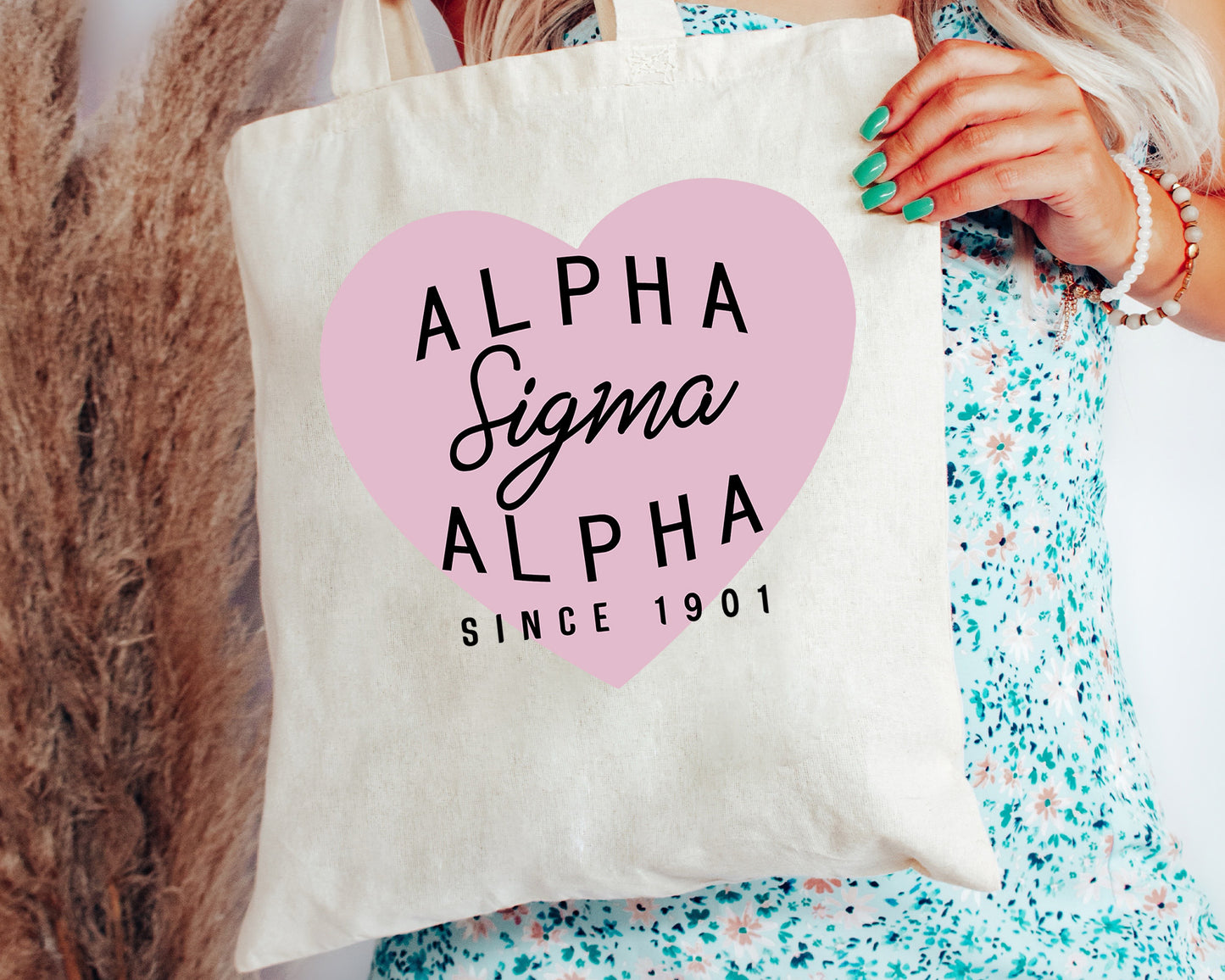 Alpha Sigma Alpha Pretty in Pink Sorority Tote Bag _ 34288g