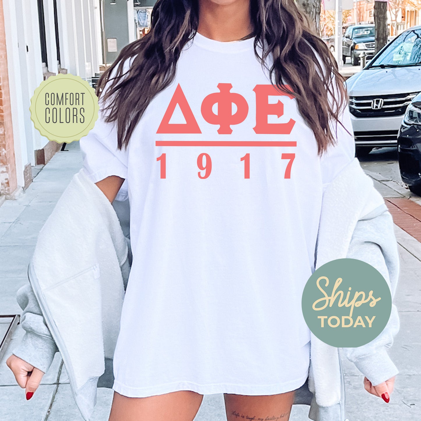 Delta Phi Epsilon Monochromatic Comfort Colors Sorority T-shirt _ 30855g