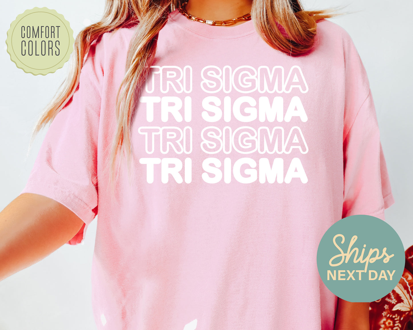 Sigma Sigma Sigma Bold Bubble Letter Comfort Colors Sorority T-shirt _ 2235g