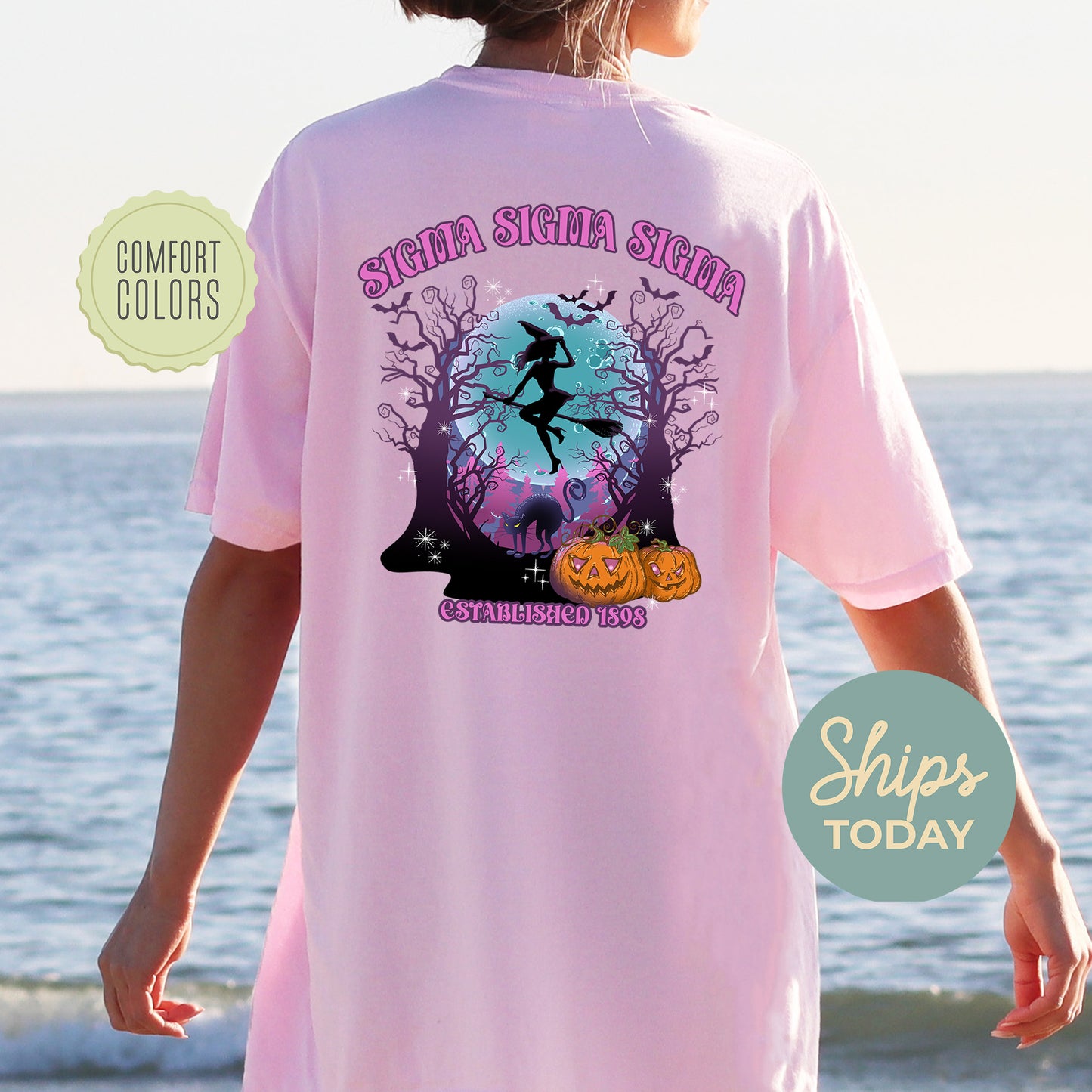 Sigma Sigma Sigma Halloween Witch Comfort Colors Sorority T-shirt _ 36249g