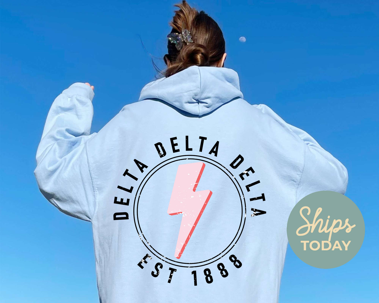Delta Delta Delta Pinkish Strike Sorority Hoodie _ 33112g