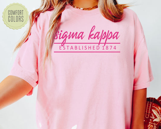 Sigma Kappa All Pink Comfort Colors Sorority T-shirt _ 774g