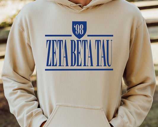 Zeta Beta Tau Shield Fraternity Hoodie _ 1212g