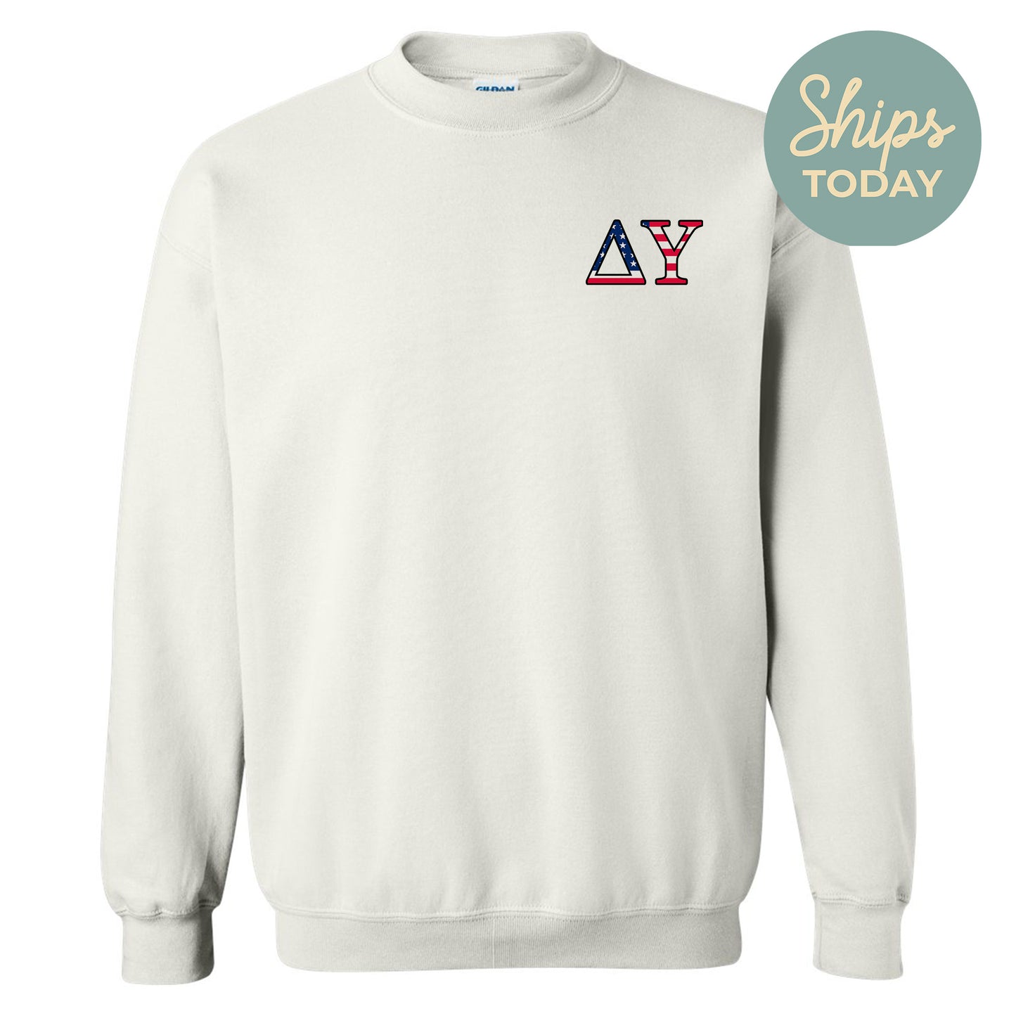 a white sweatshirt with the letters a and y on it