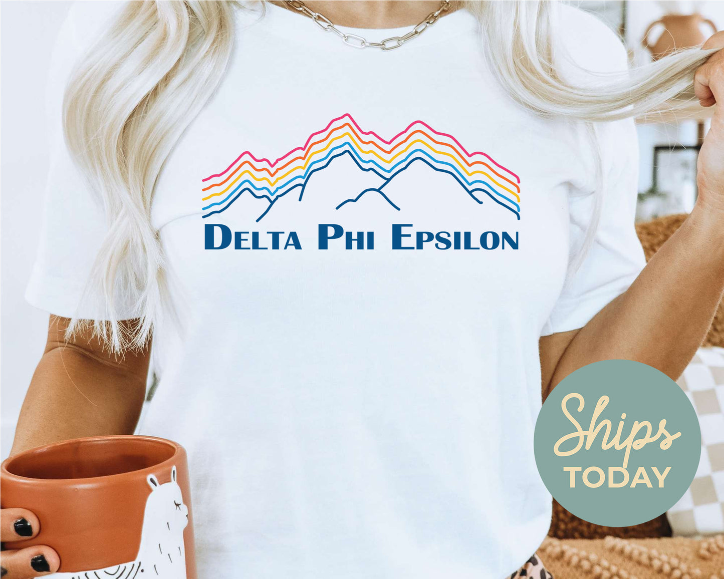 Delta Phi Epsilon Rainbow Mountains Sorority T-shirt _ 2641g