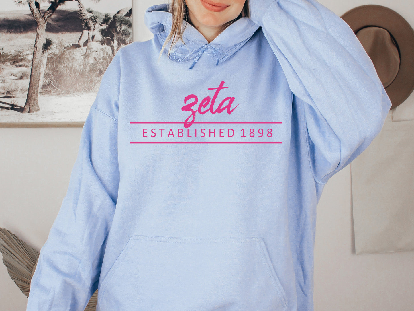 Zeta Tau Alpha All Pink Sorority Hoodie _  777g