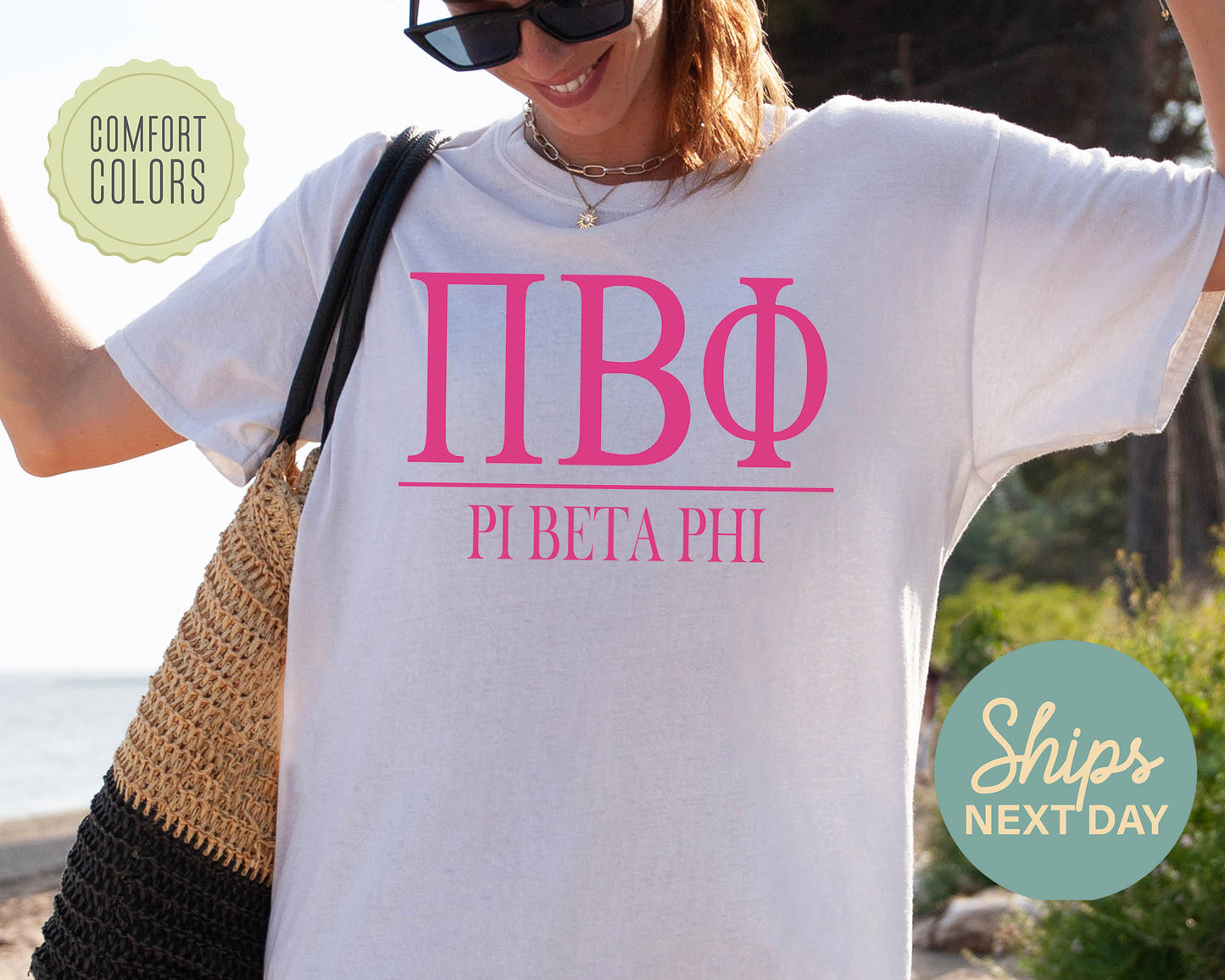Pi Beta Phi Loud Letters Comfort Colors Sorority T-shirt _ 486g
