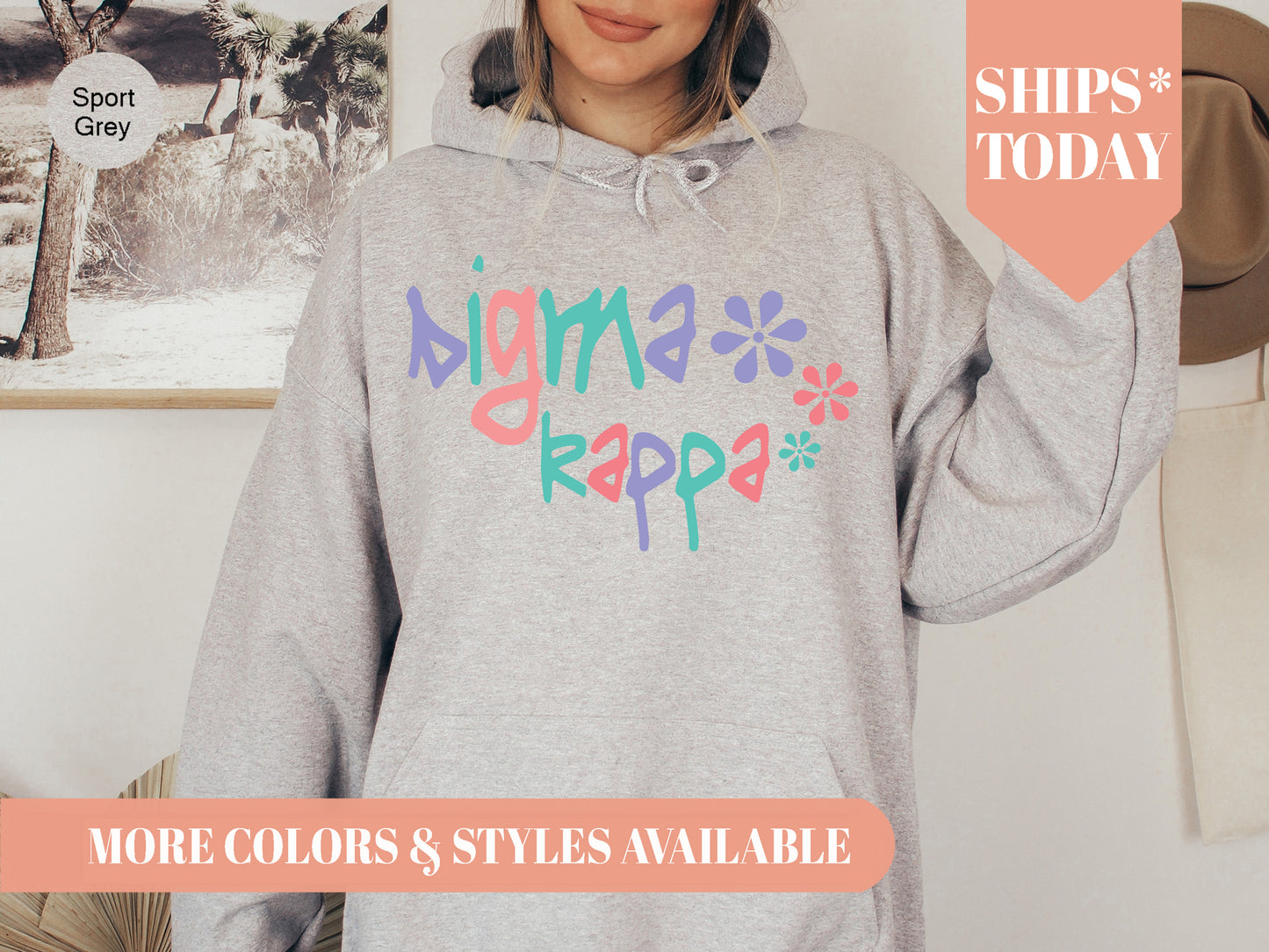 Sigma Kappa Colorful Floral Sorority Hoodie _ 2625g