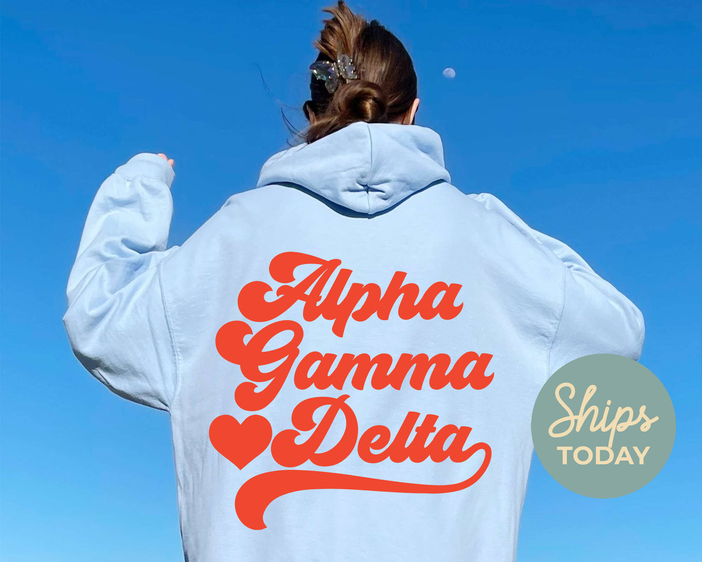 Alpha Gamma Delta Red Heart Sorority Hoodie _ 33349g