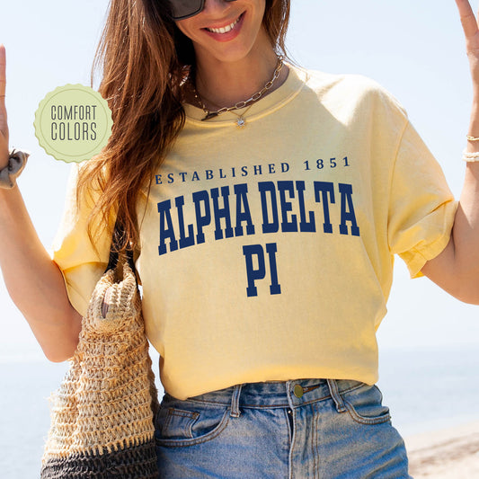 Alpha Delta Pi Bold Letters Comfort Colors Sorority T-shirt _ 35121g
