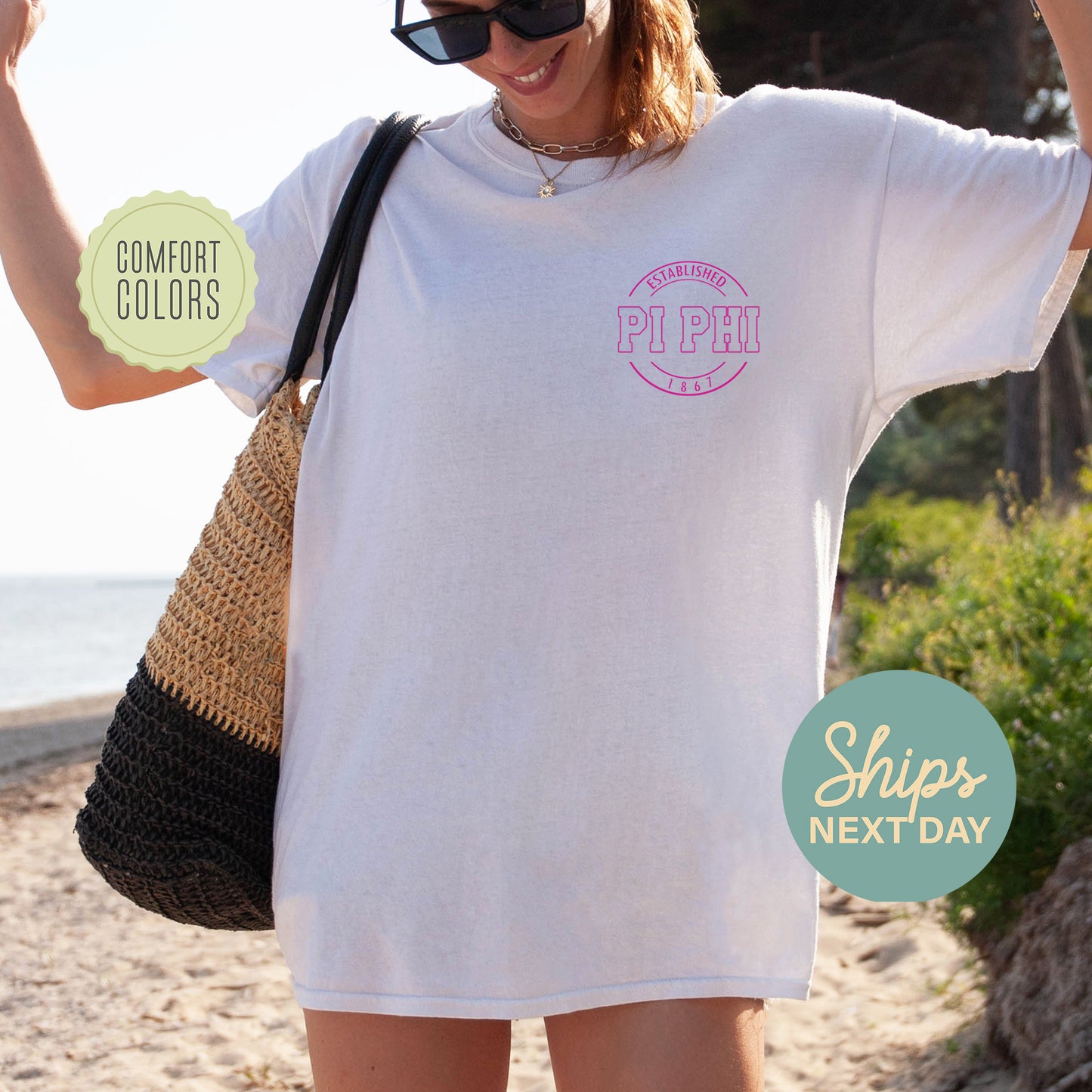 Pi Beta Phi Stamped Comfort Colors Sorority T-shirt _ 39132g