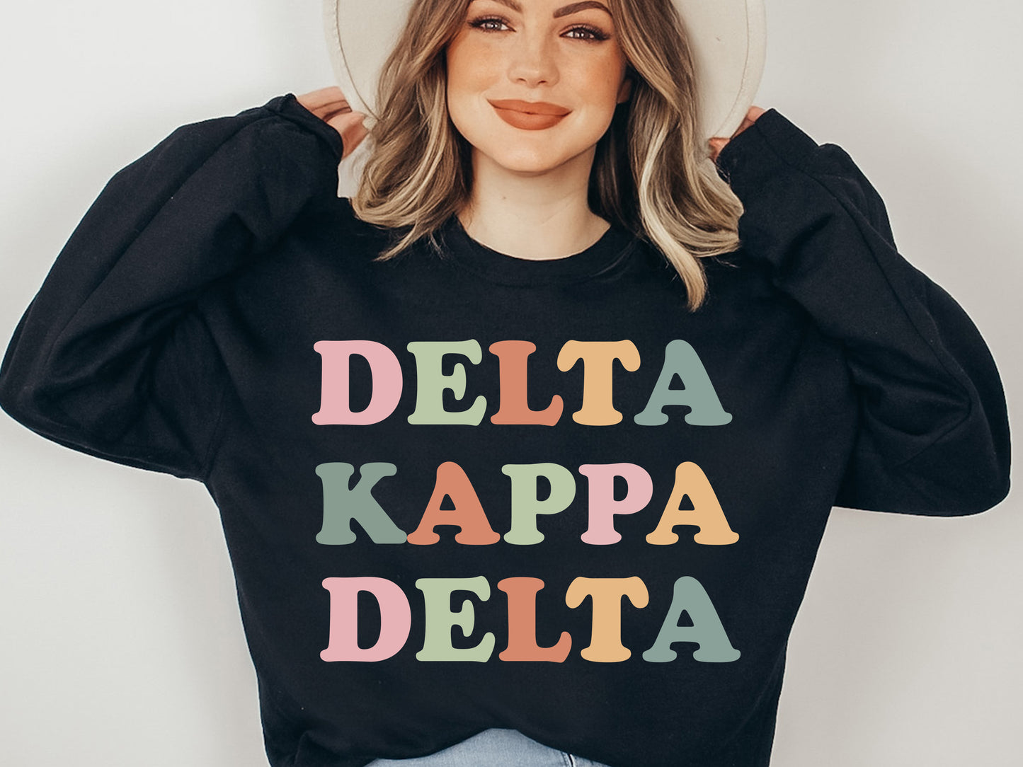Delta Kappa Delta Bright and Colorful Sorority Sweatshirt _ 3470g