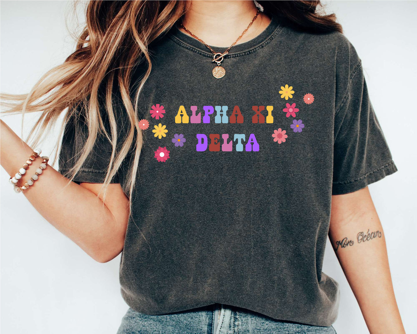 Alpha Xi Delta Splash of Color Sorority T-shirt _ 3183g