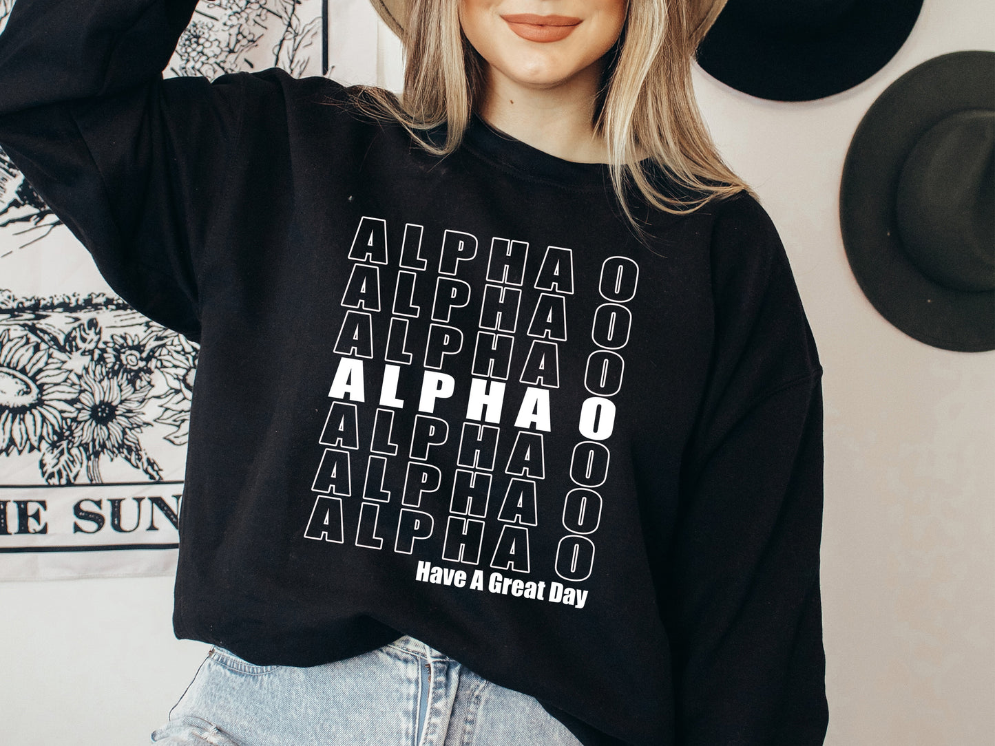 Alpha Omicron Pi Have a Great Day Sorority Sweatshirt _ 2112g