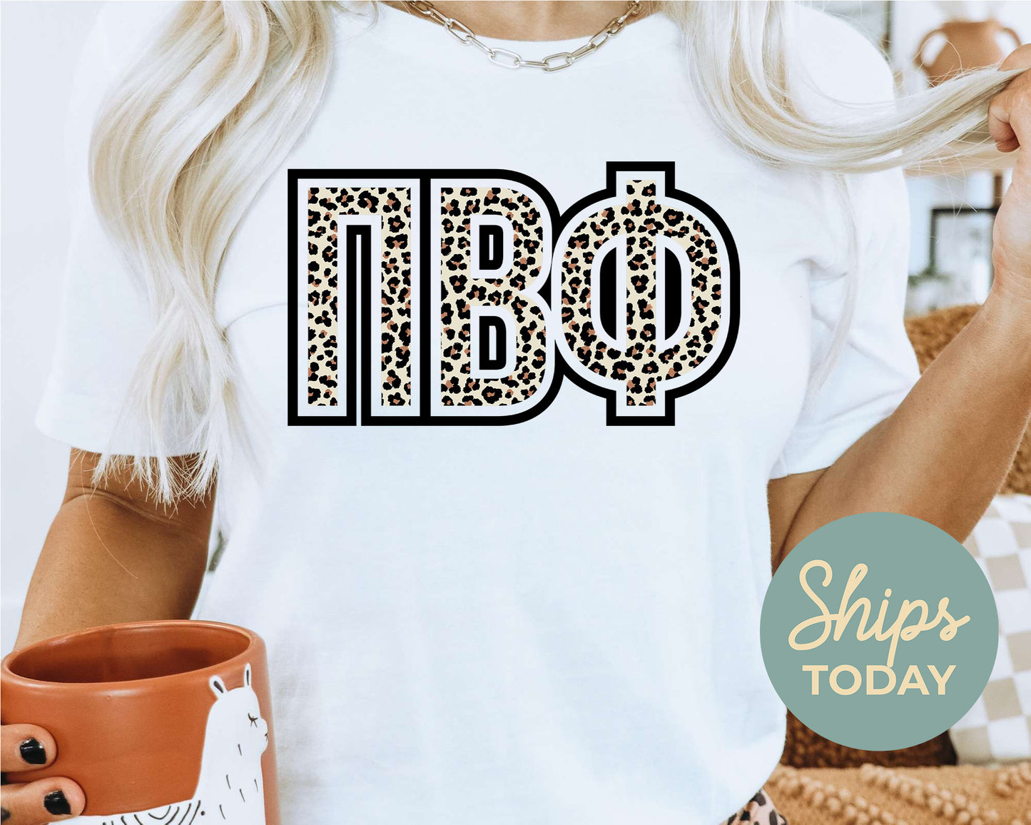 Pi Beta Phi Safari Style Letters Sorority T-shirt _ 30455g