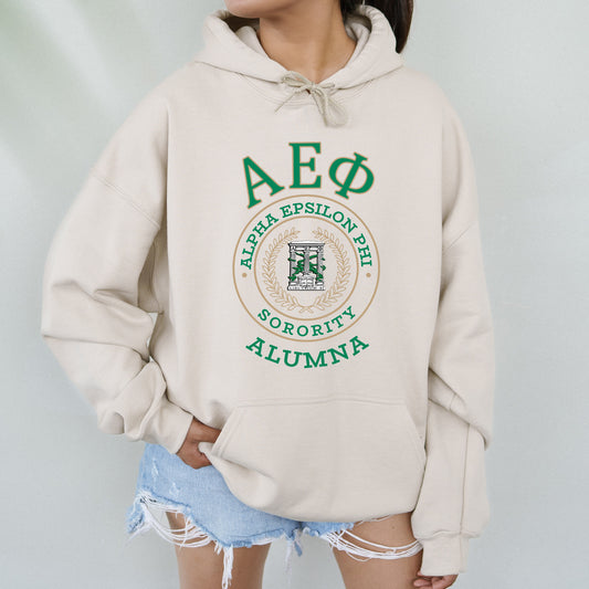 Alpha Epsilon Phi Alumna Vintage Sorority Hoodie _ 31011g
