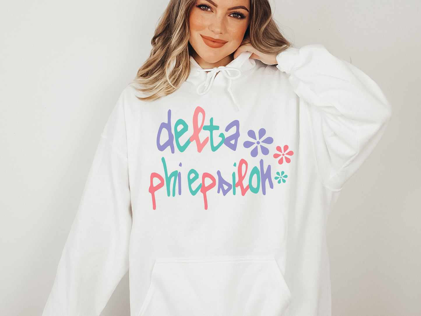 Delta Phi Epsilon Colorful Floral Sorority Hoodie _ 2615g