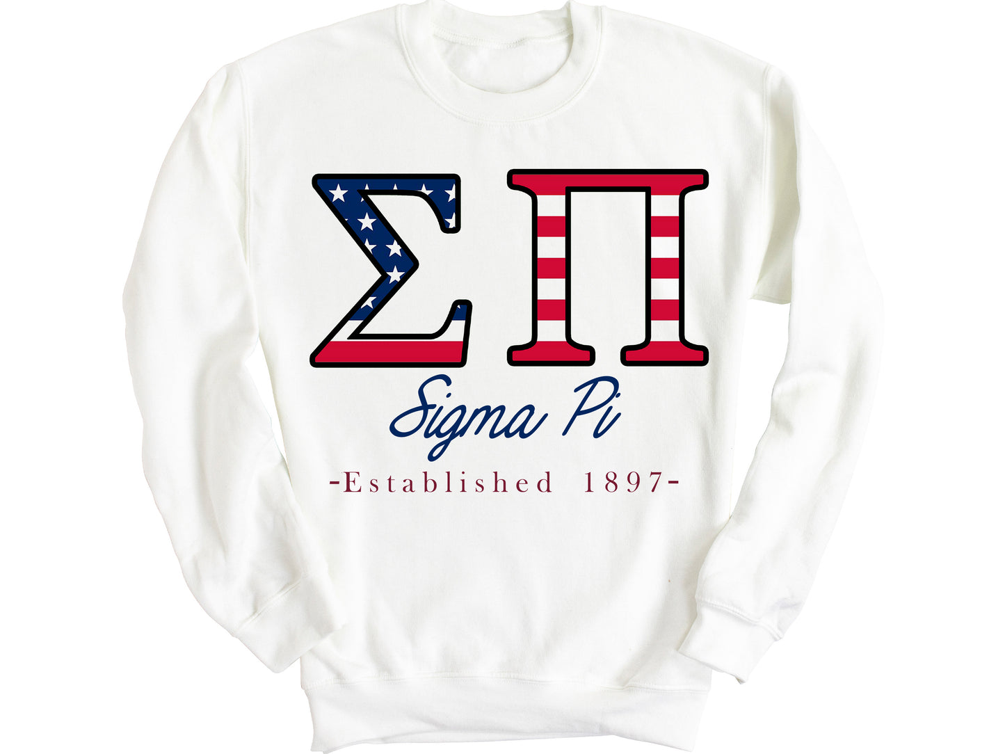 Sigma Pi American Flag Letters Fraternity Sweatshirt _ 1178g