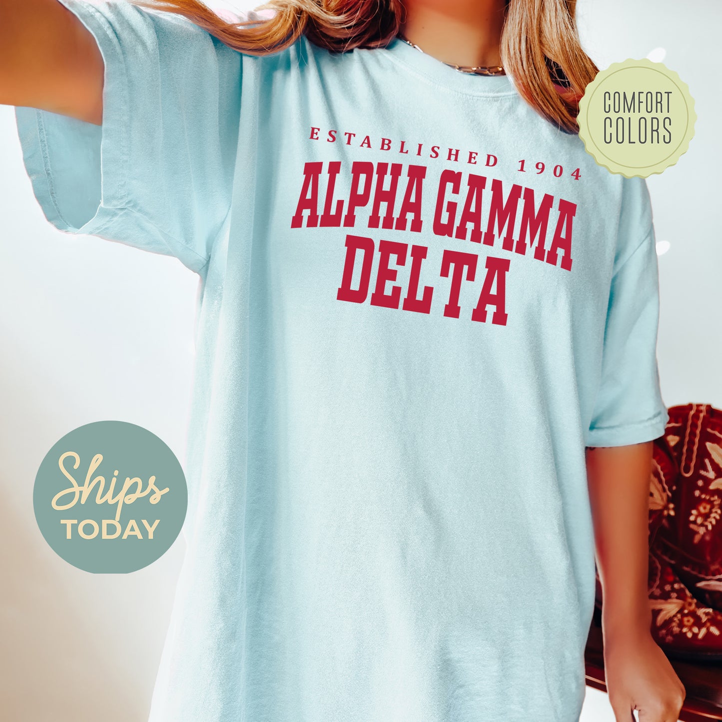 Alpha Gamma Delta Bold Letters Comfort Colors Sorority T-shirt _ 35123g