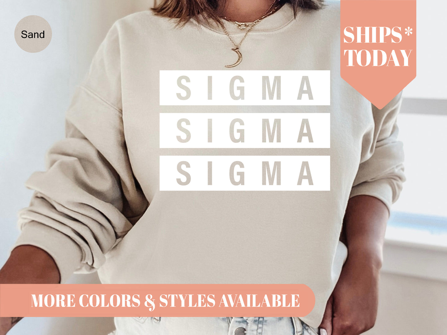 Sigma Sigma Sigma Faded White Box Sorority Sweatshirt _ 3356g