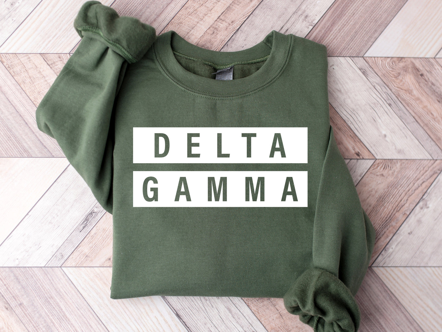 Delta Gamma Faded White Box Sorority Sweatshirt _ 3344g