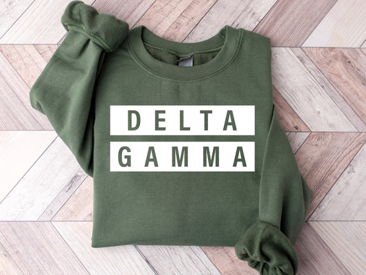 Delta Gamma Faded White Box Sorority Sweatshirt _ 3344g