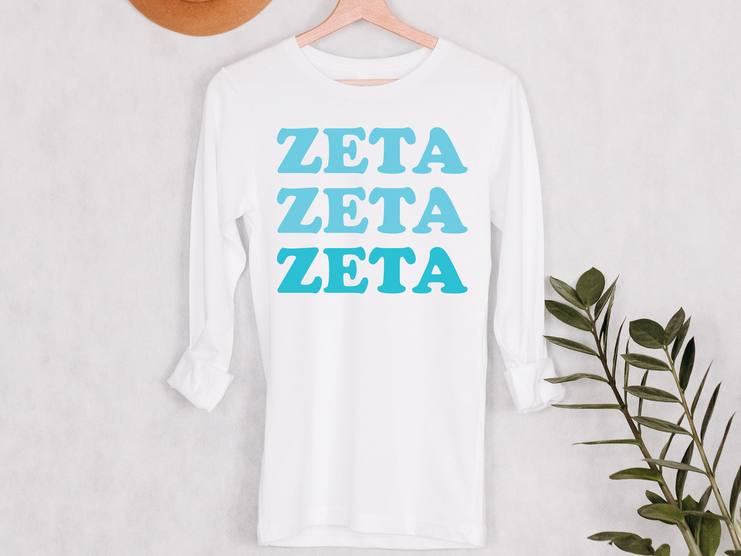 Zeta Tau Alpha Touch of Blue Sorority Long Sleeve T-shirt _ 2602g