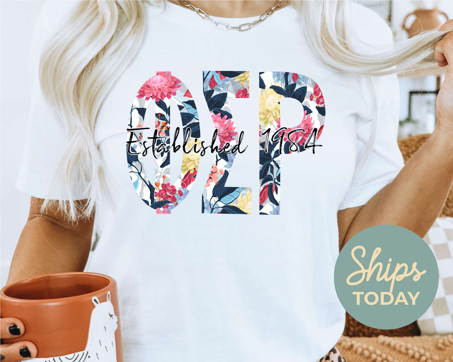 Phi Sigma Rho Floral Block Sorority T-shirt _ 3518g
