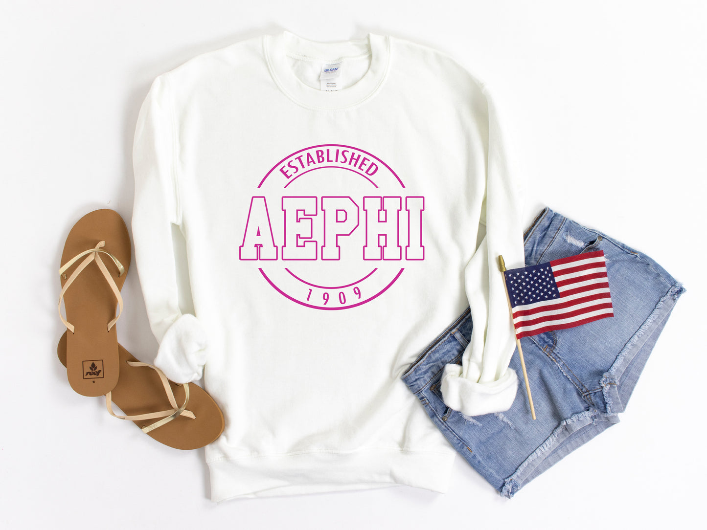 Alpha Epsilon Phi Pink Stamp Sorority Sweatshirt _ 53g