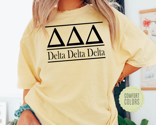 Delta Delta Delta Bold Statement Comfort Colors Sorority T-shirt _ 294g
