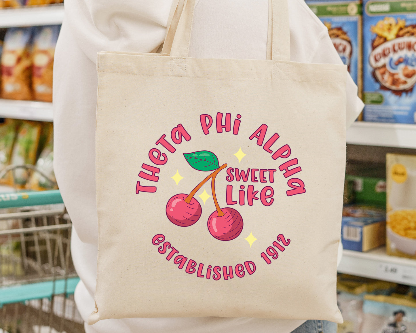Theta Phi Alpha Sweet Like Cherry Sorority Tote Bag _ 34332g