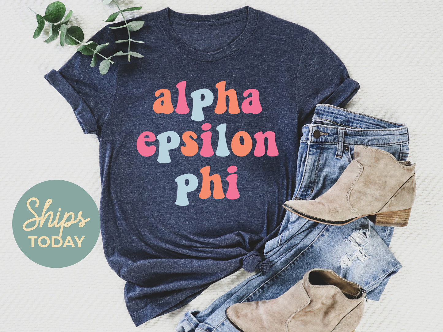 Alpha Epsilon Phi Vividly Vibrant Sorority T-shirt _ 3151g