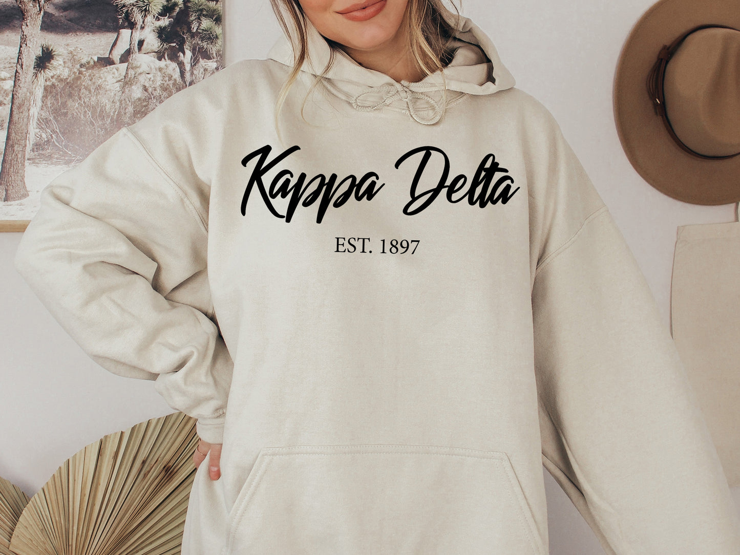 Kappa Delta Black Flowy Sorority Hoodie _ 93g