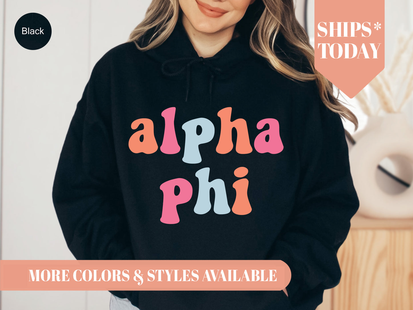 Alpha Phi Vividly Vibrant Sorority Hoodie _ 3154g