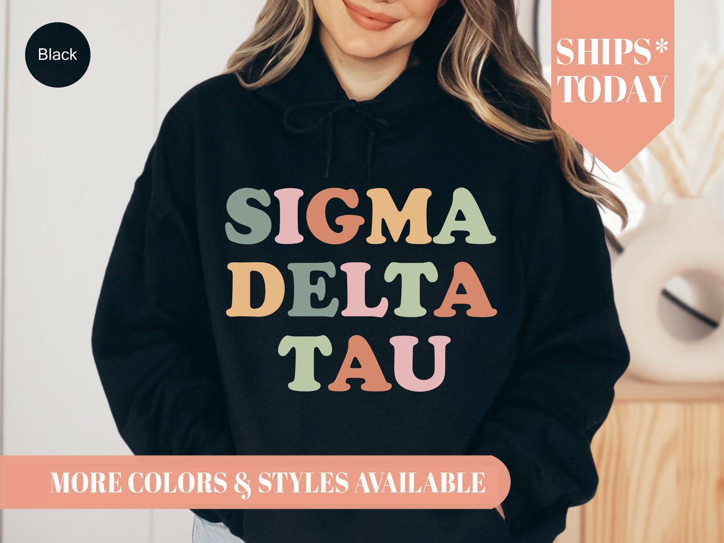 Sigma Delta Tau Bright and Proud Sorority Hoodie _ 435g