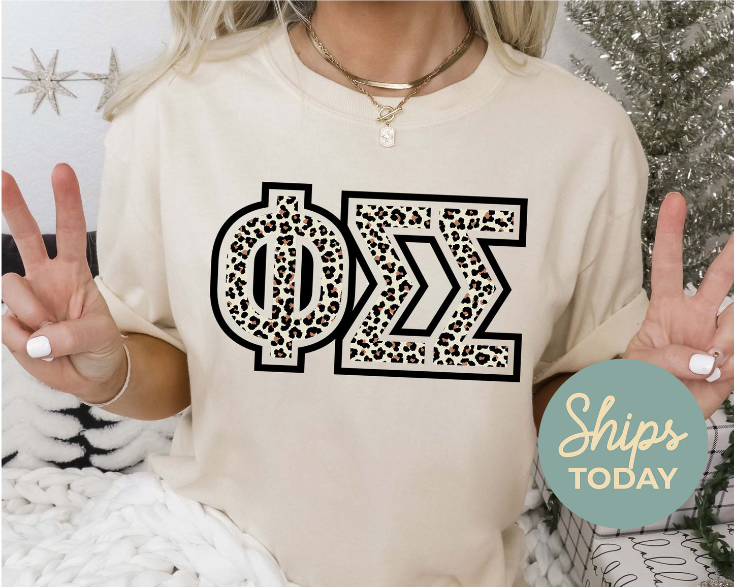 Phi Sigma Sigma Safari Style Letters Sorority T-shirt _ 30454g