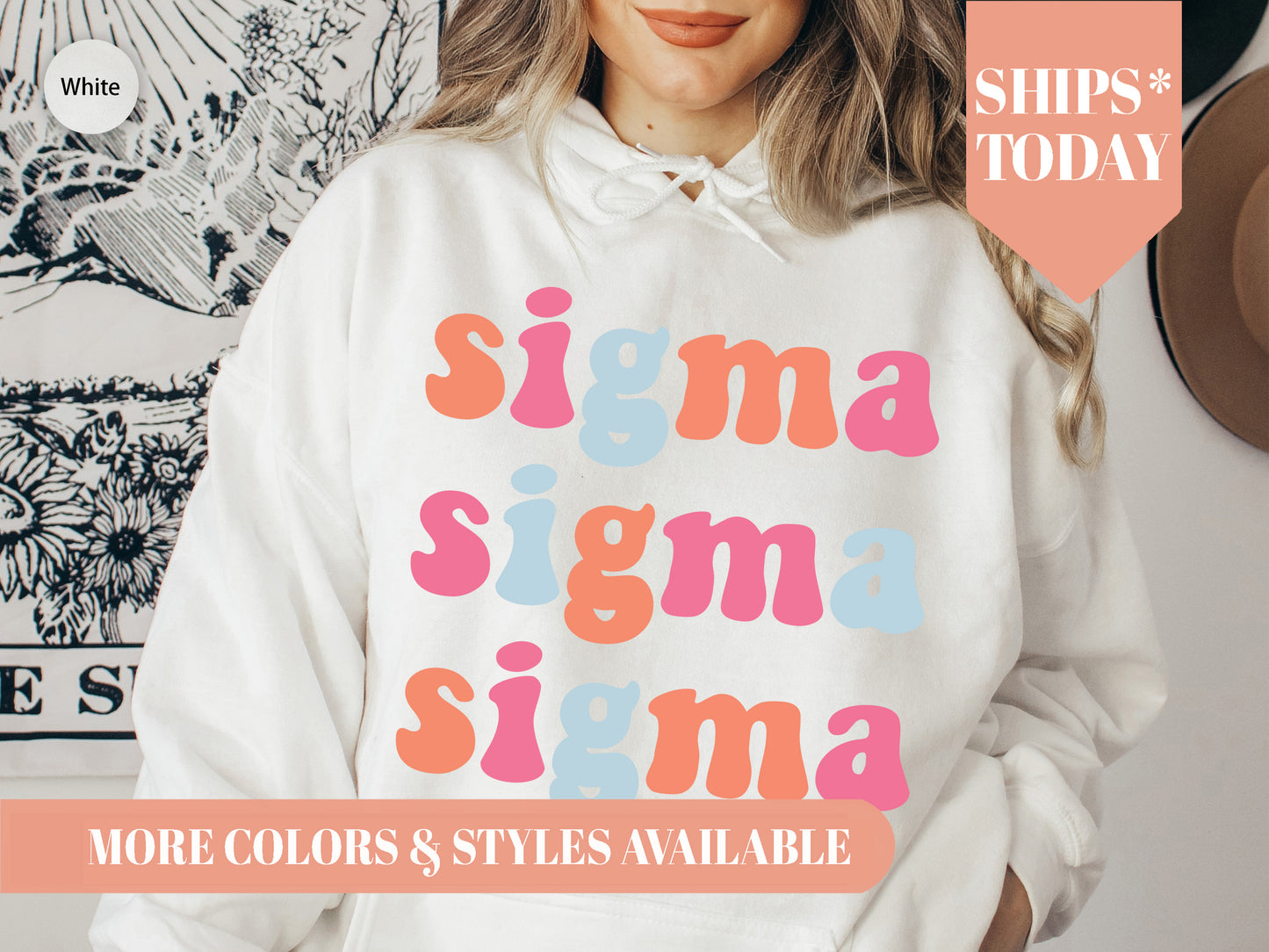 Sigma Sigma Sigma Vividly Vibrant Sorority Hoodie _ 3172g