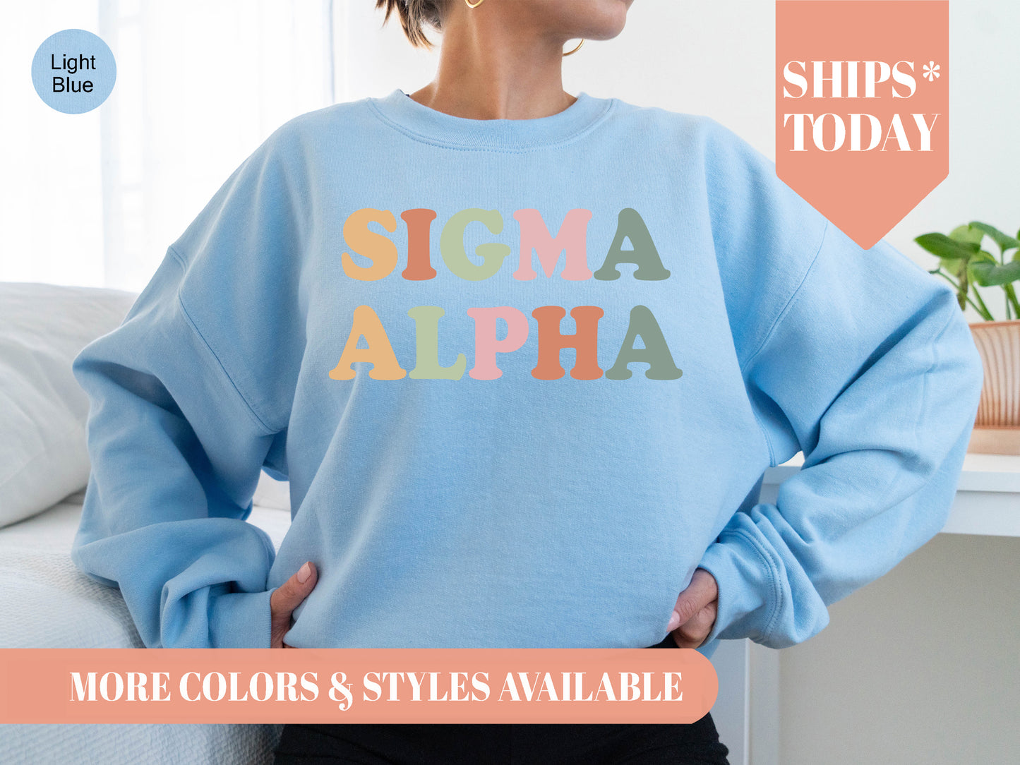 Sigma Alpha Bright and Colorful Sorority Sweatshirt _ 3478g