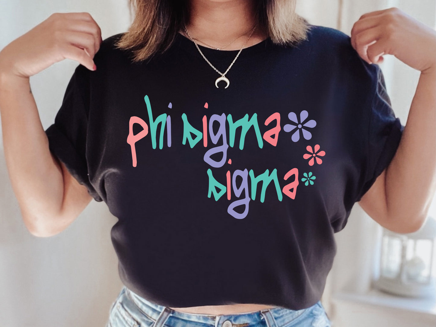 Phi Sigma Sigma Colorful Floral Sorority T-shirt _ 2622g
